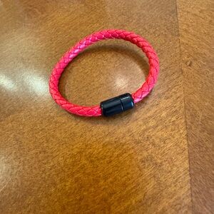 Red Braided Bracelet with Black Clasp